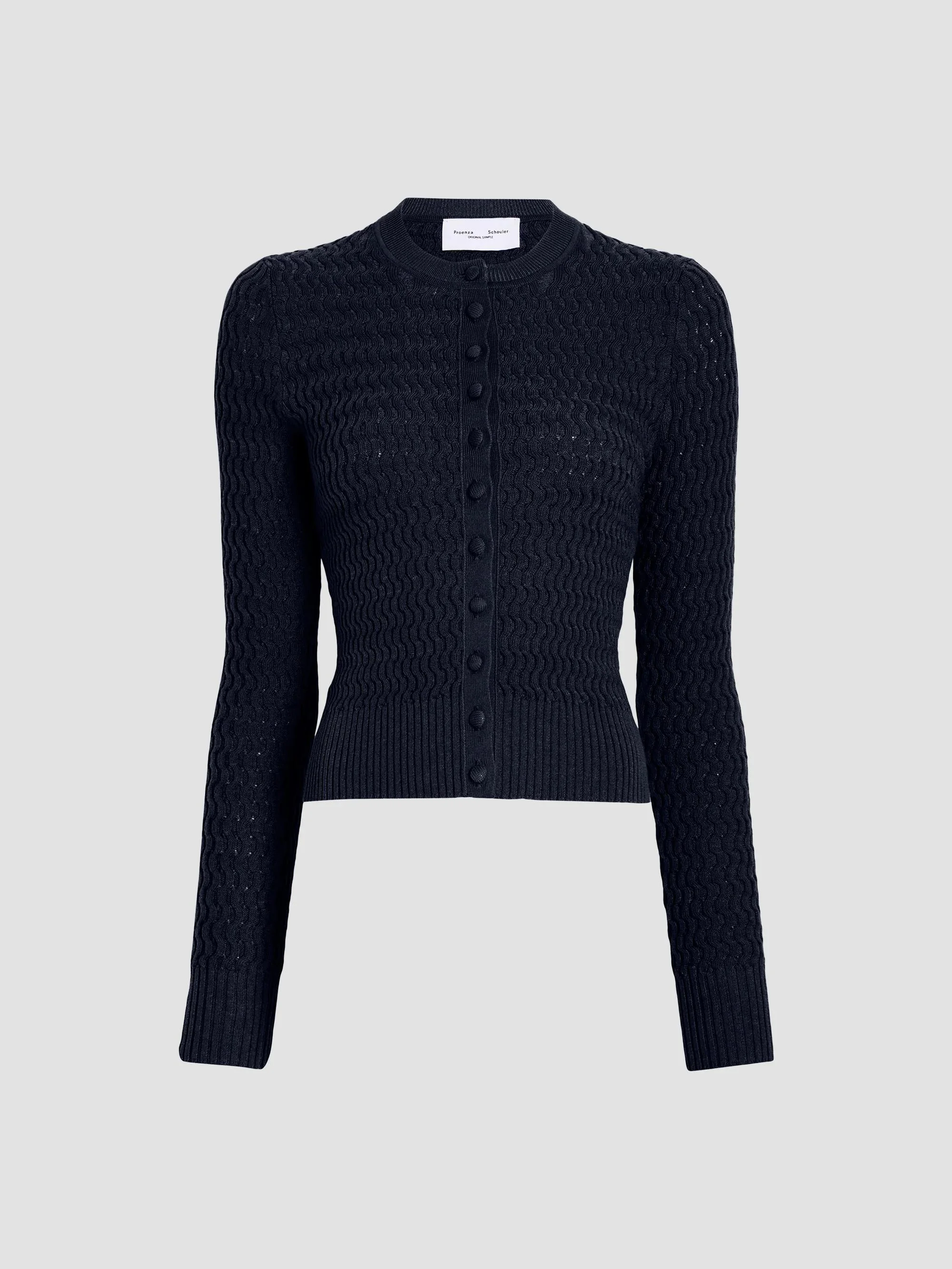 Women's Marci Cable-Knit Crewneck Cardigan - Navy - 1