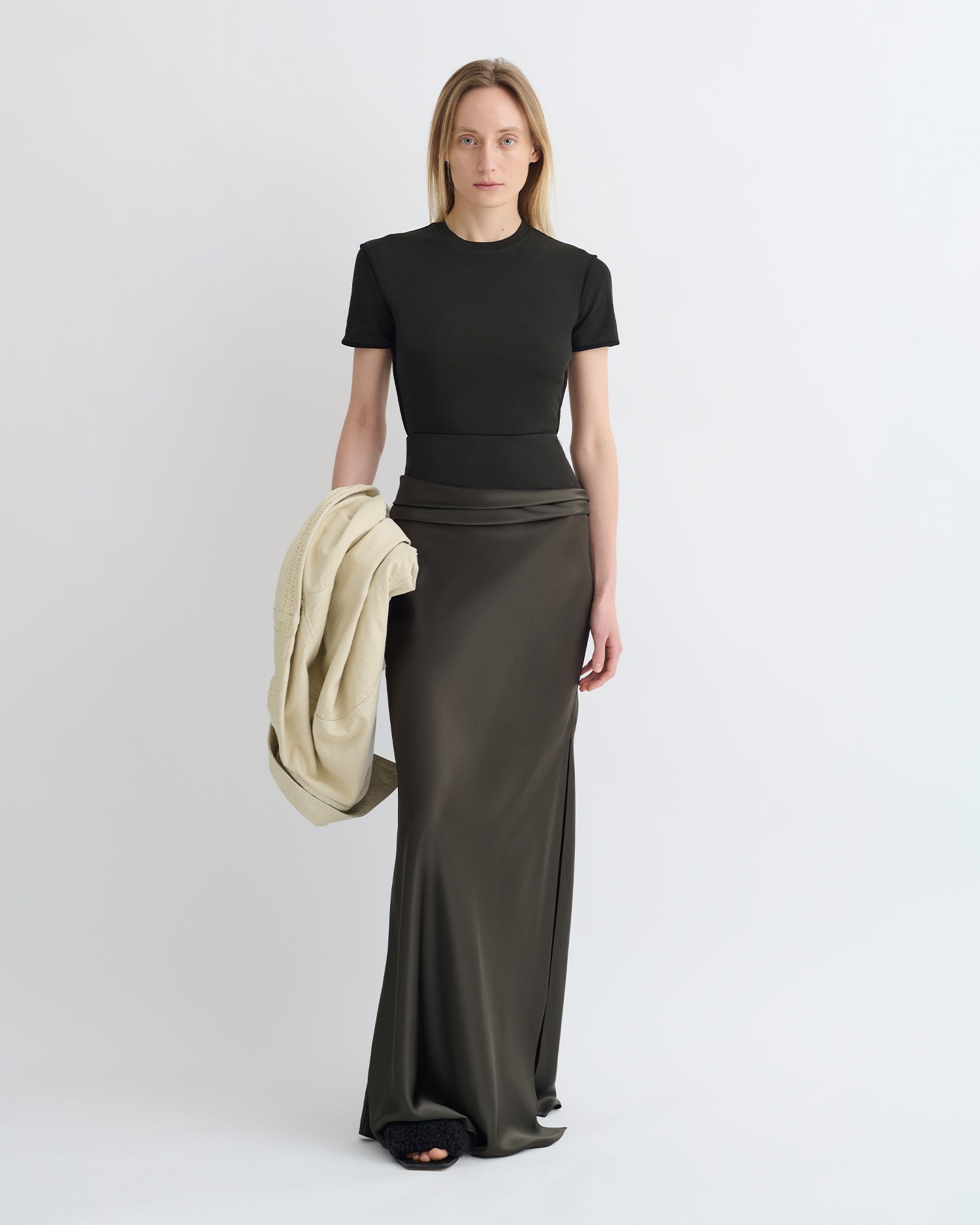 Mesh Jersey and Slip Satin Skirt - 2