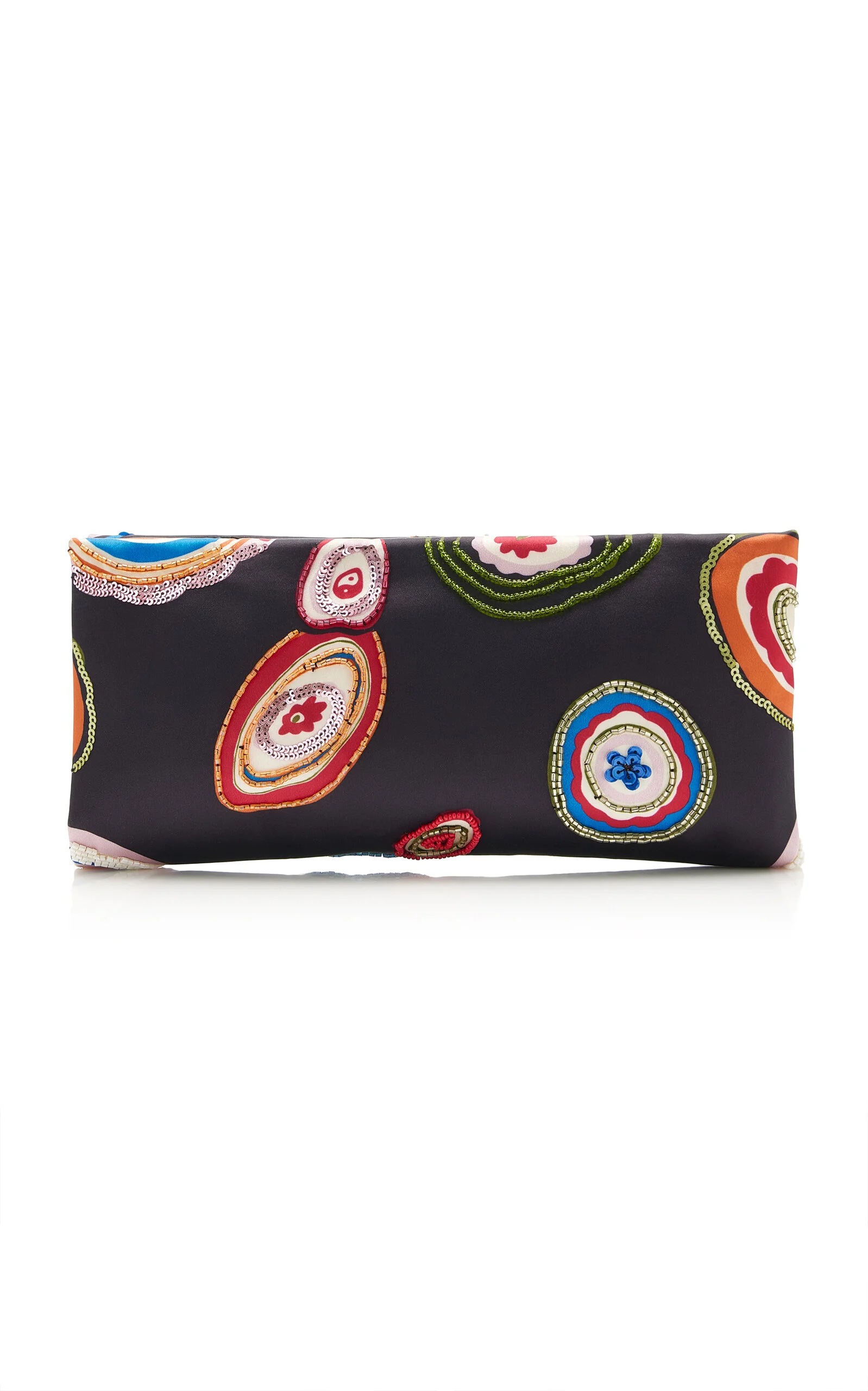 Muse Beaded Satin-Leather Clutch - 1