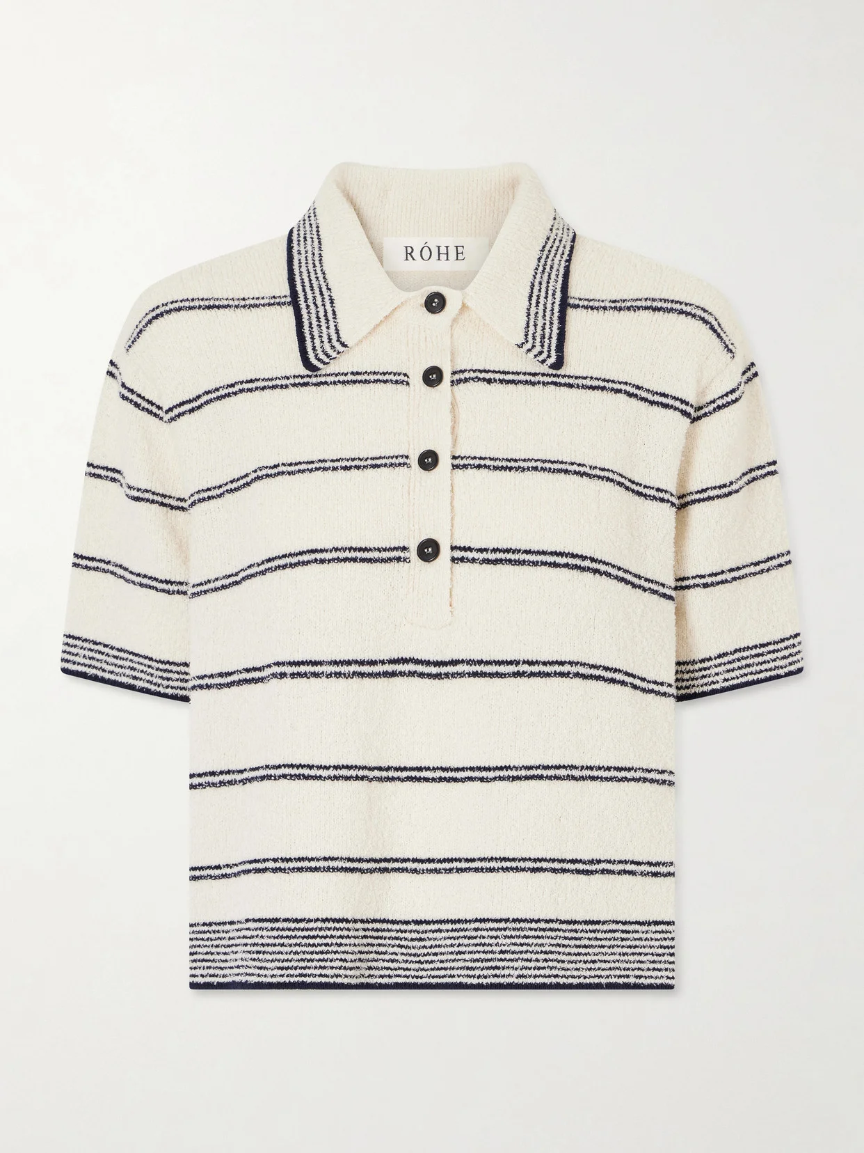 Klara Striped Cotton-blend Terry Polo Shirt - 1