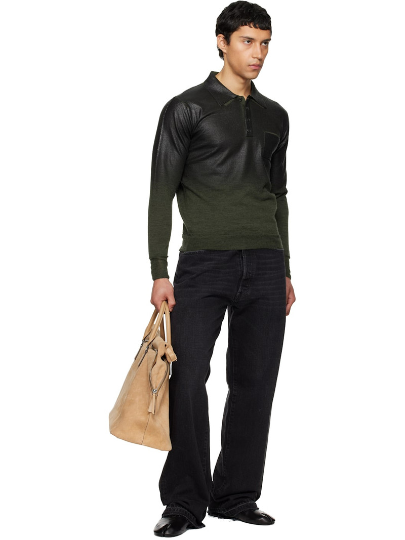 Maison Margiela Green Foil Print Wool Polo outlook