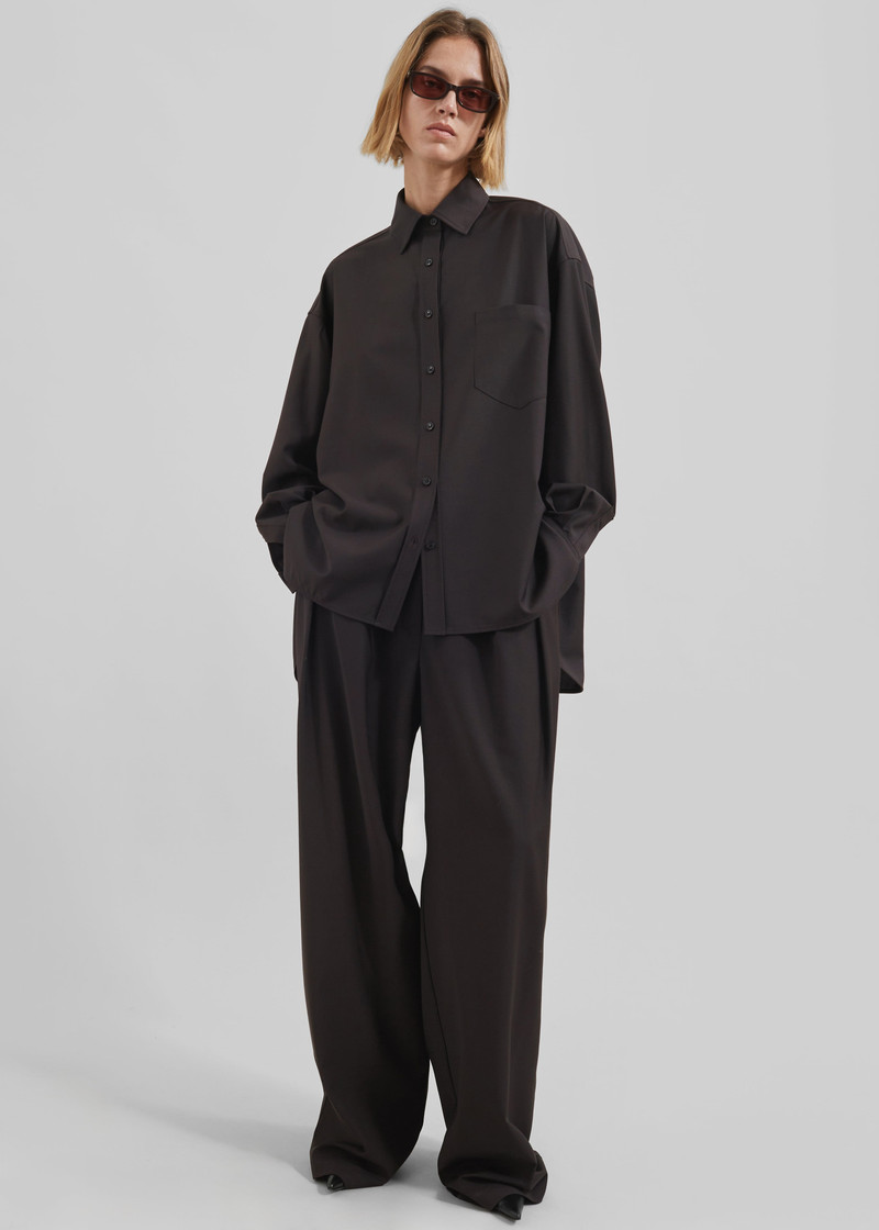 Georgia Wool Blend Shirt - Brown 3