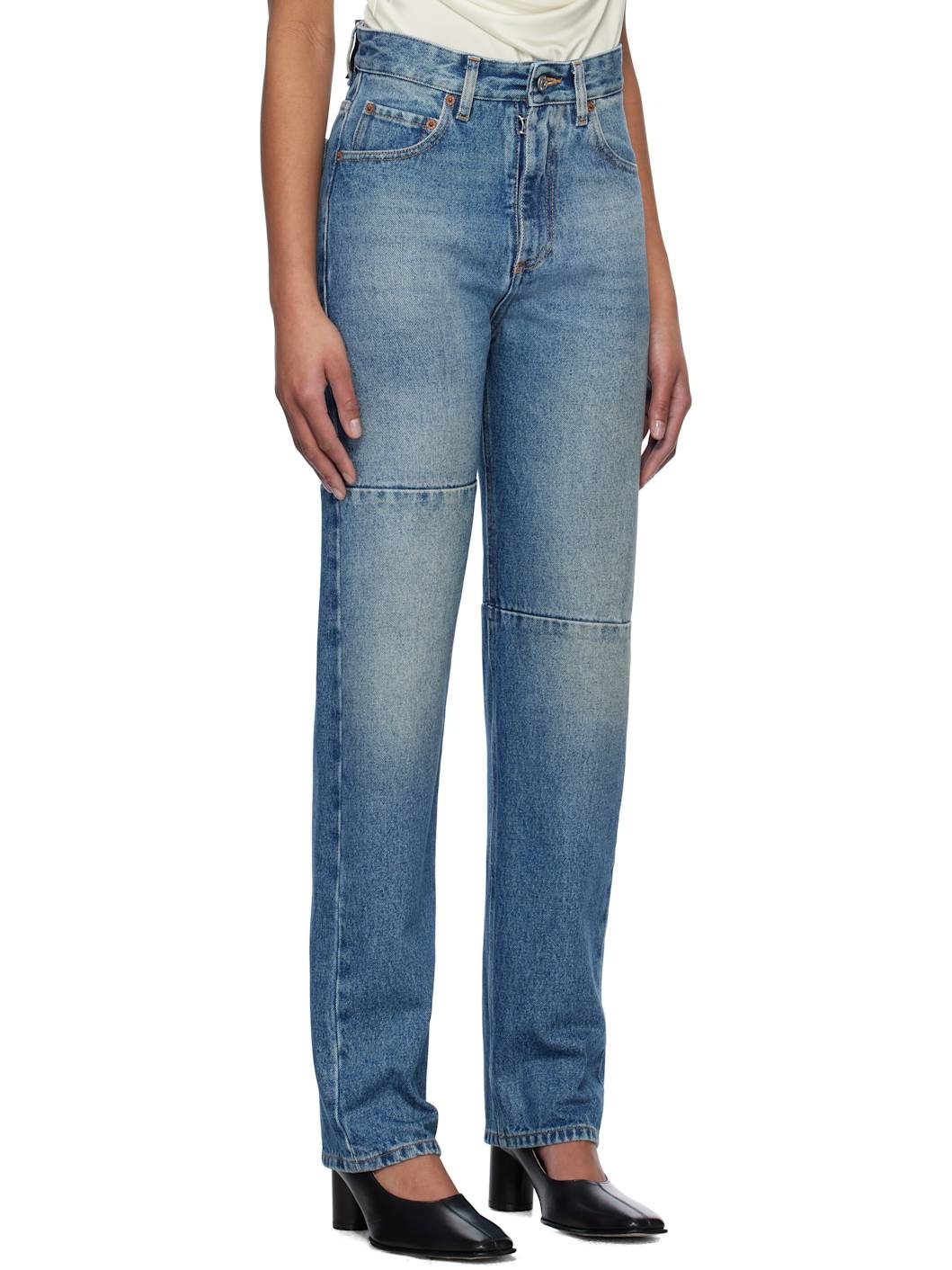 Blue Paneled Jeans - 2