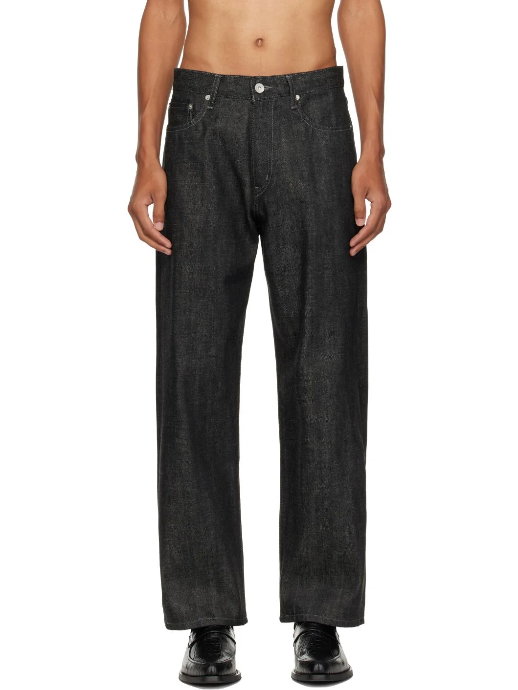 Black Rigid Denim Full Cut Jeans - 1