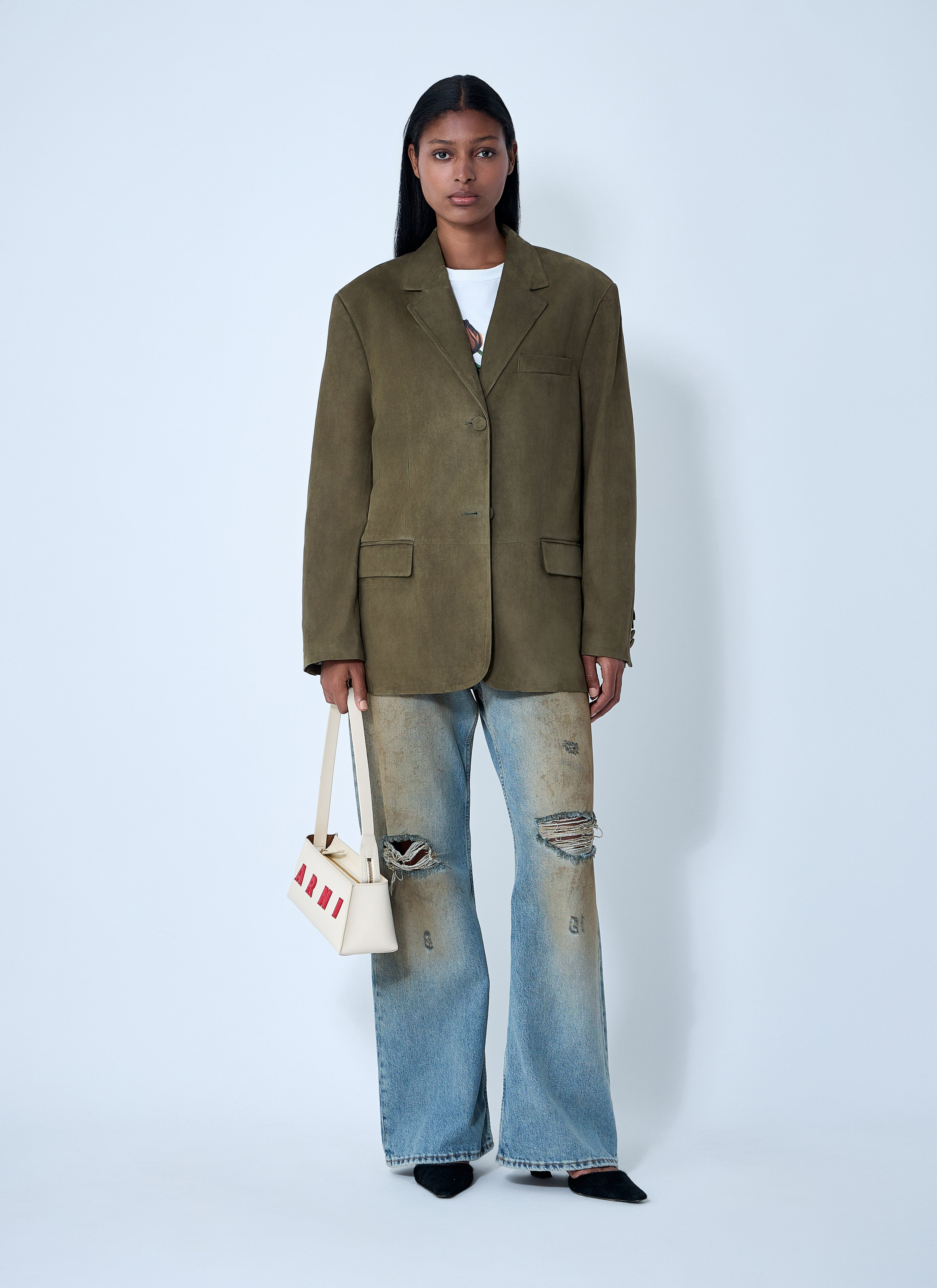 Marni Women Suede Single-Breasted Blazer - 2
