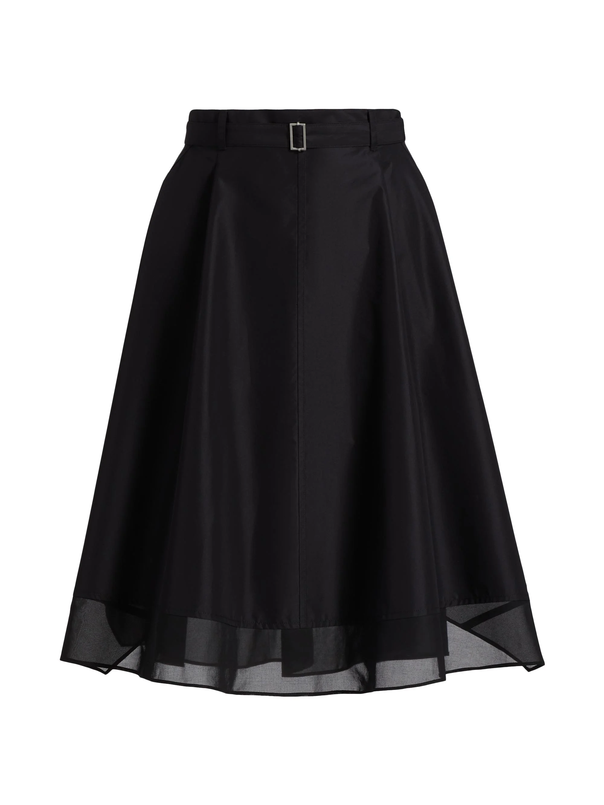 Women's Belted Flounce Chiffon-Combo Skirt - Black - 1