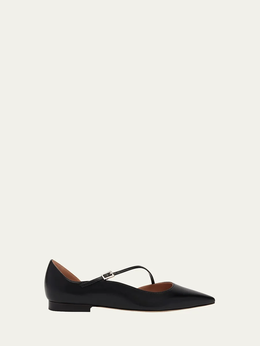 Bettina Nappa Leather Cross Strap Ballerina Flats - 1