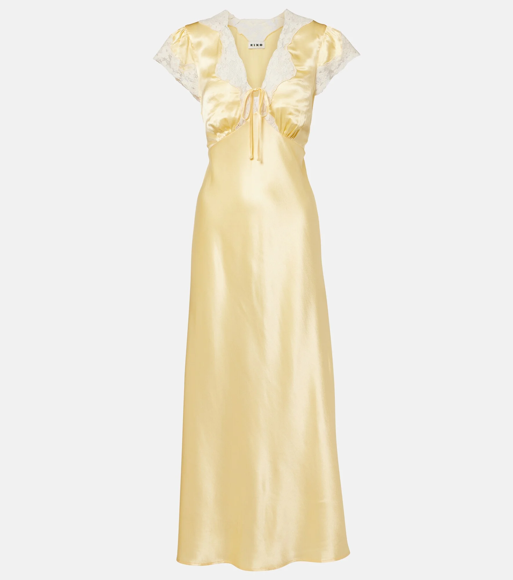 Lace-trimmed satin midi dress - 1