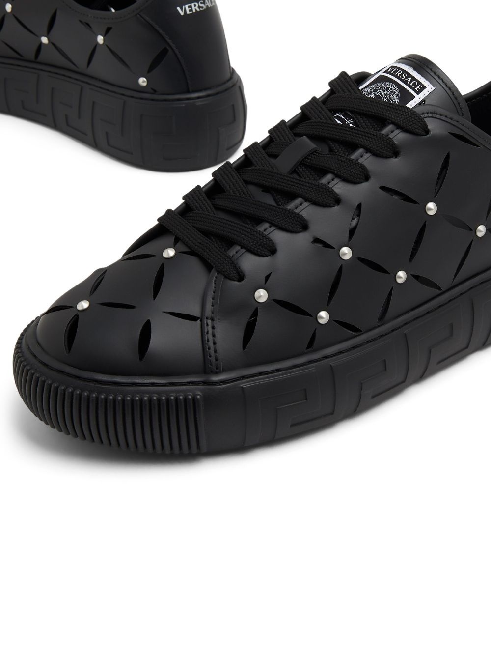 perforated studded sneakers - 5