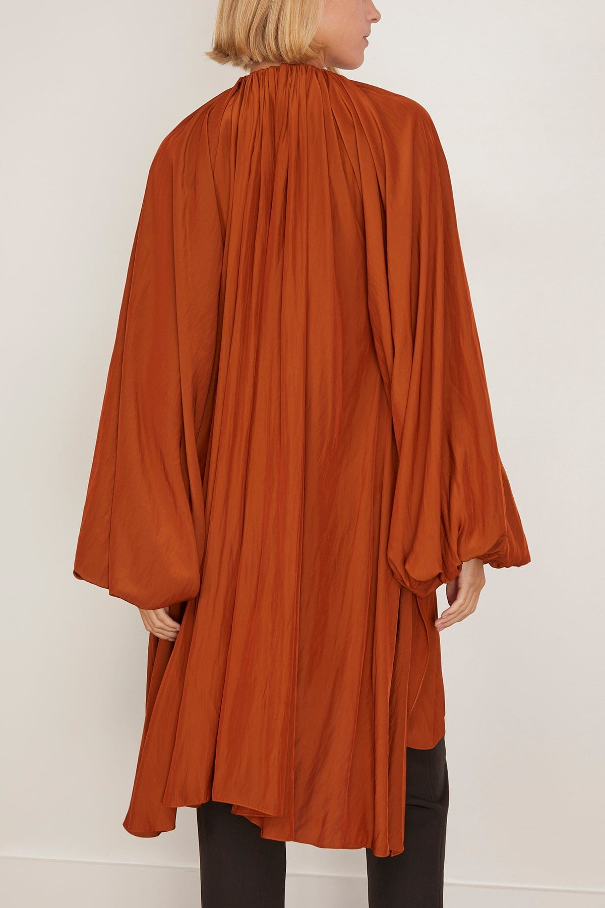 Puffy Sleeves Tunic Dress in Chestnuts - 4