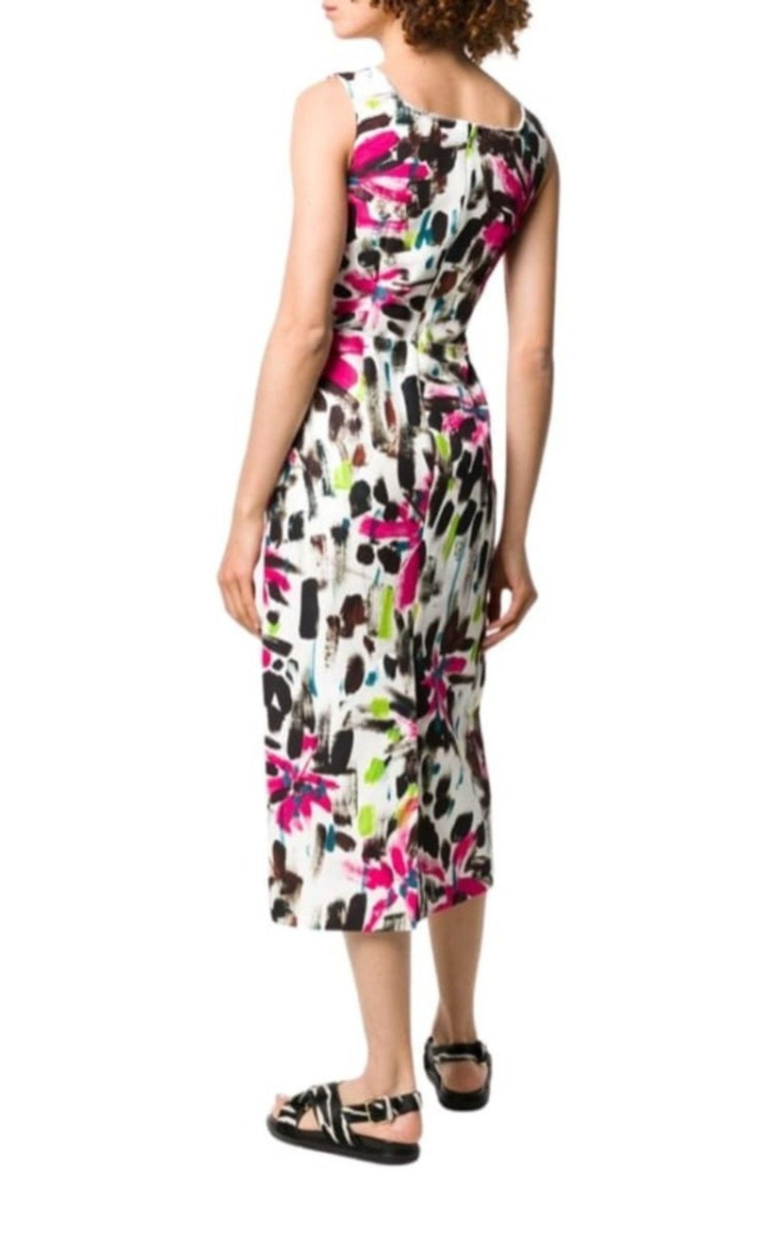 Paintbrush Print Cotton Dress - 4