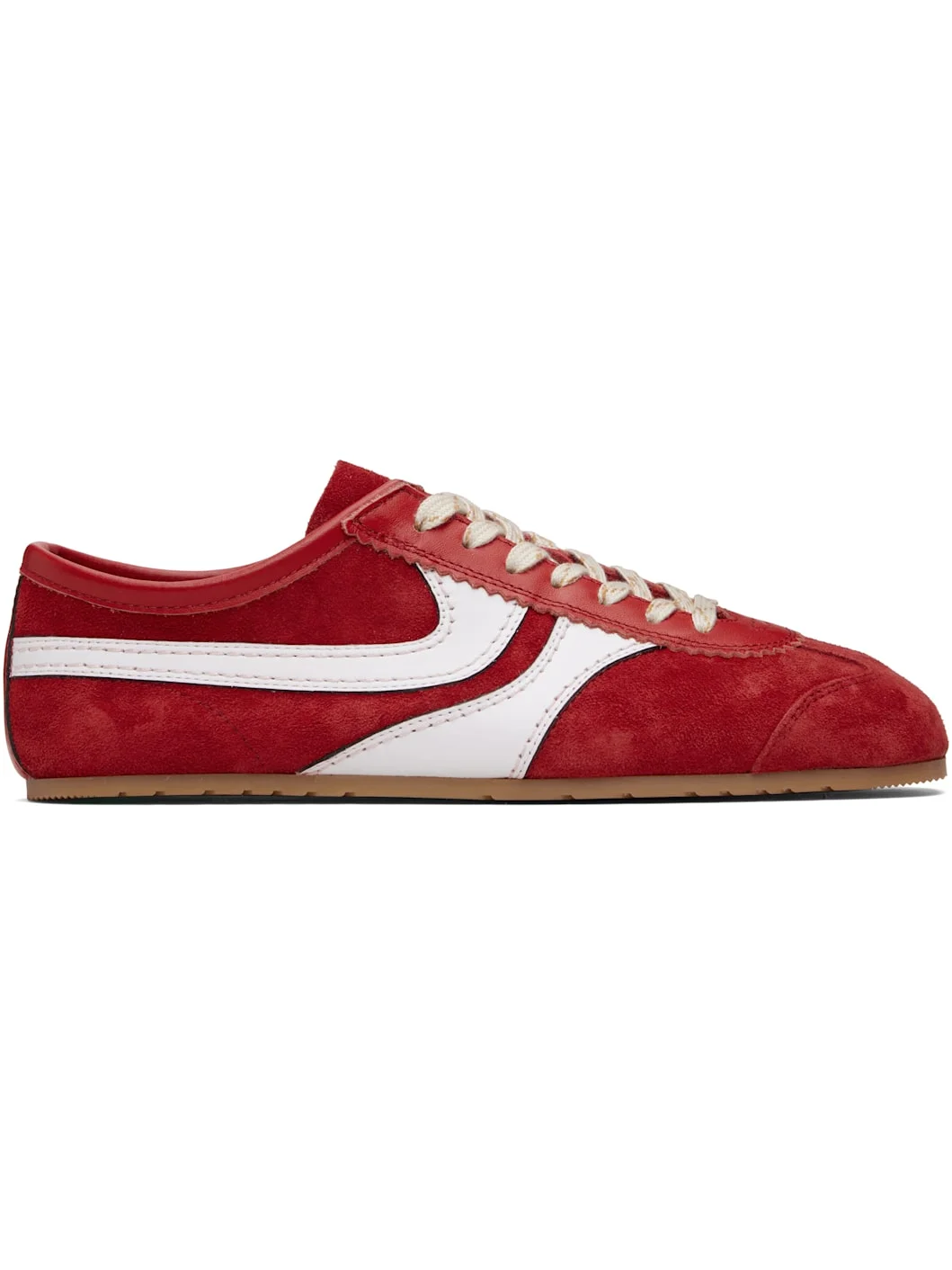 Red & White Suede Sneakers - 1