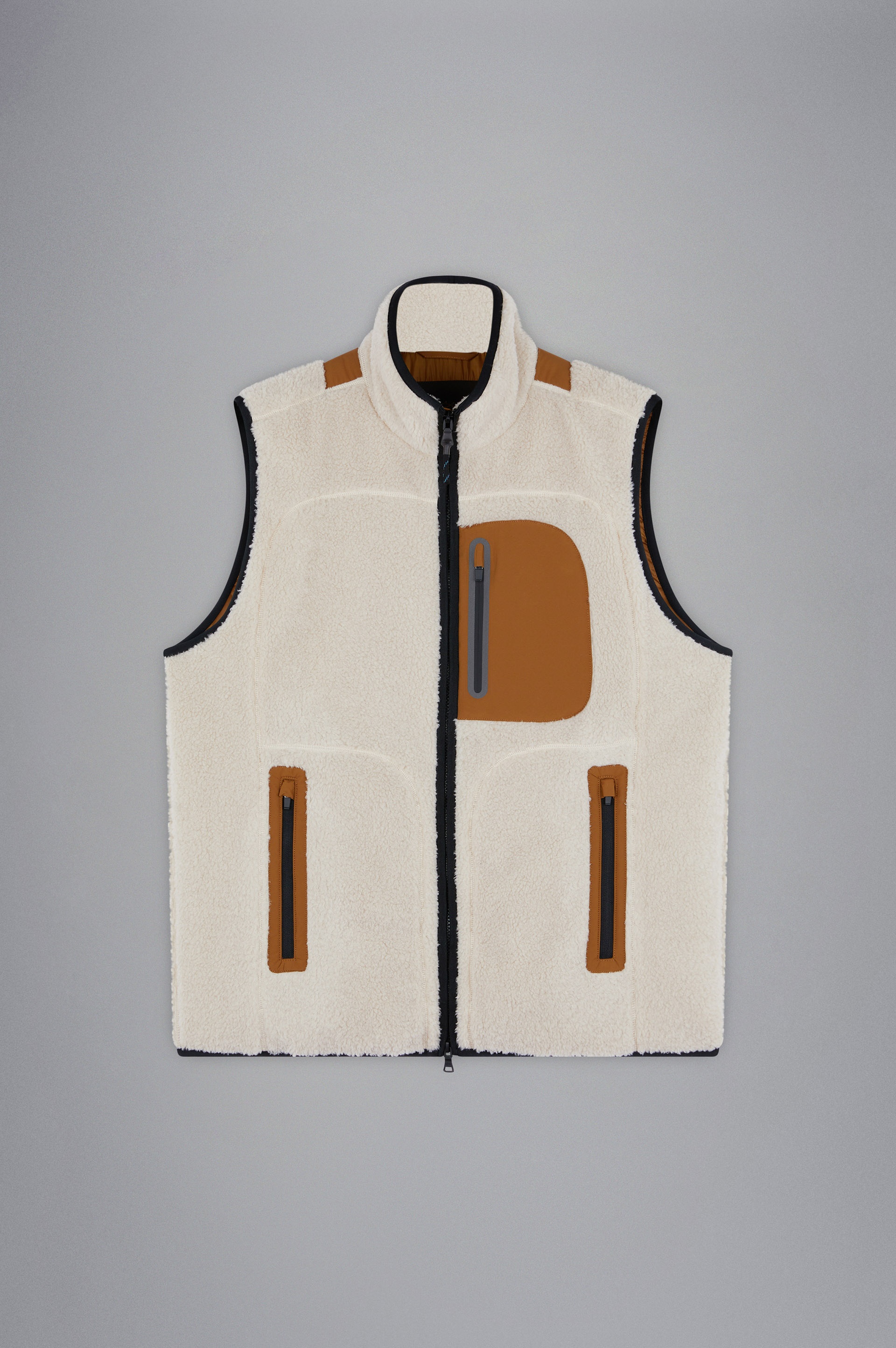 TEDDY FLEECE VEST WITH TECHNICAL FABRIC INSERTS - 1
