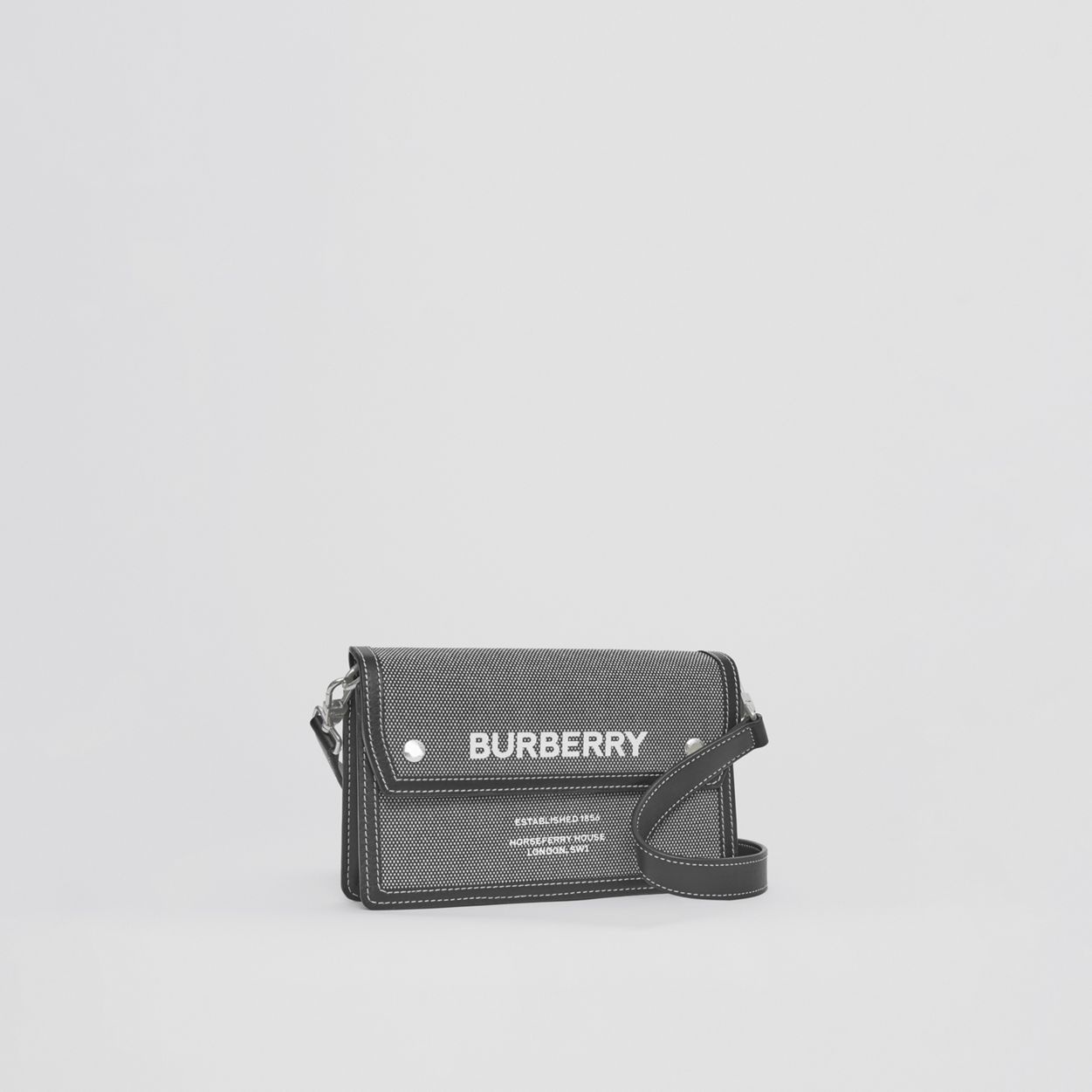 Horseferry Print Canvas and Leather Crossbody Bag - 9