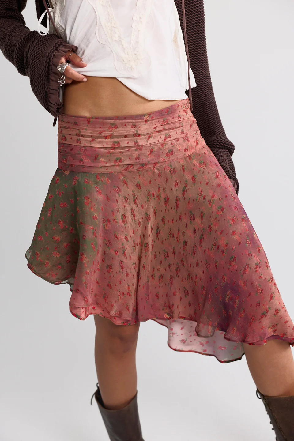 Daydreamer Printed Asymmetrical Midi Skirt - 1
