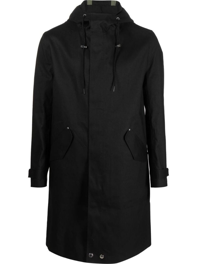 hooded mid-length raincoat - 1