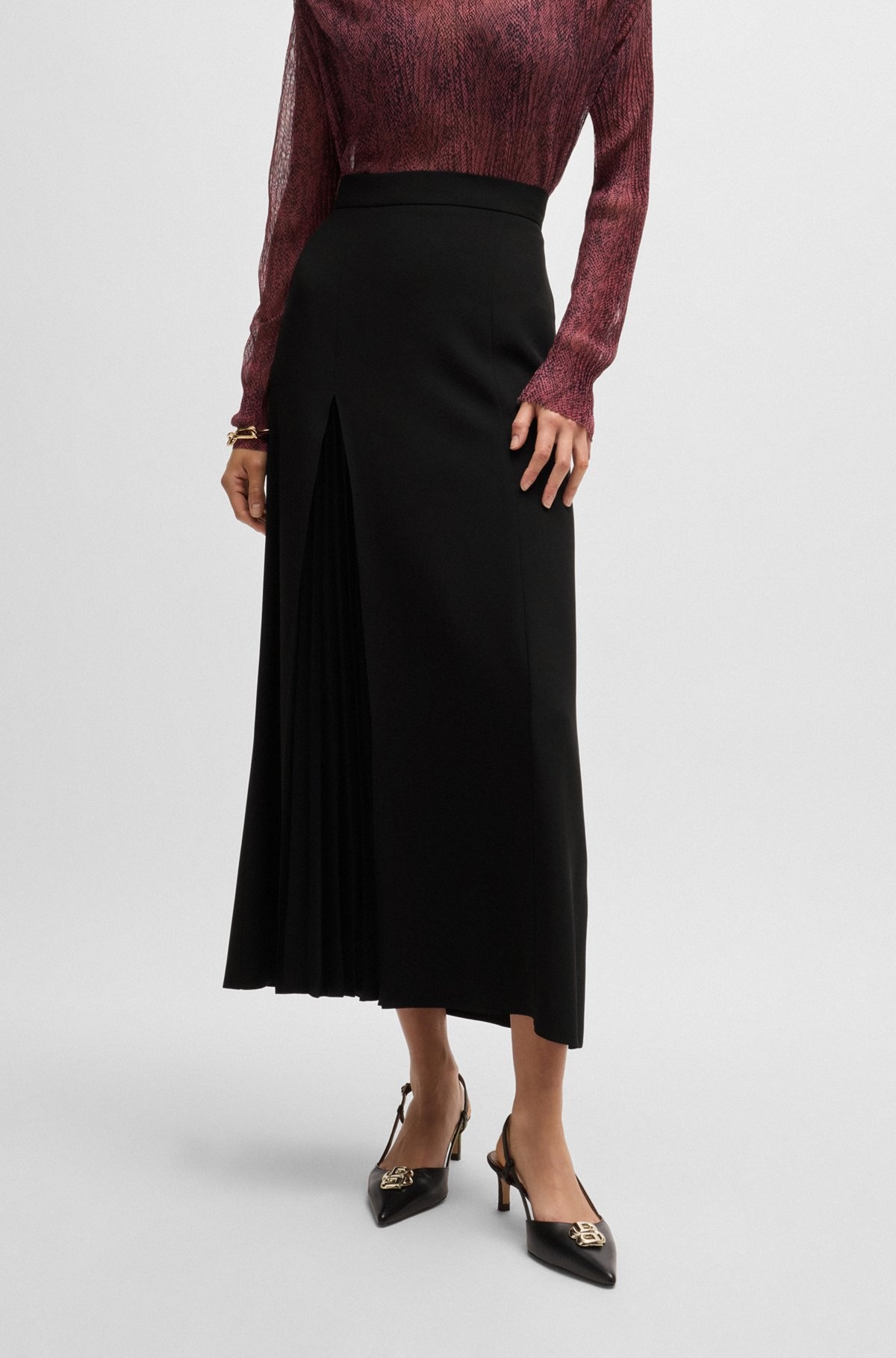 MAXI SKIRT WITH PLISSÉ DETAIL - 2