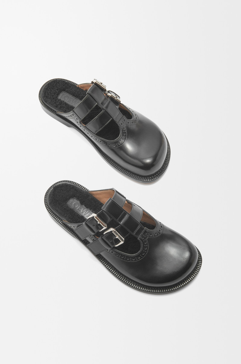 Campo Mary Jane mule in brushed calfskin and shearling 4