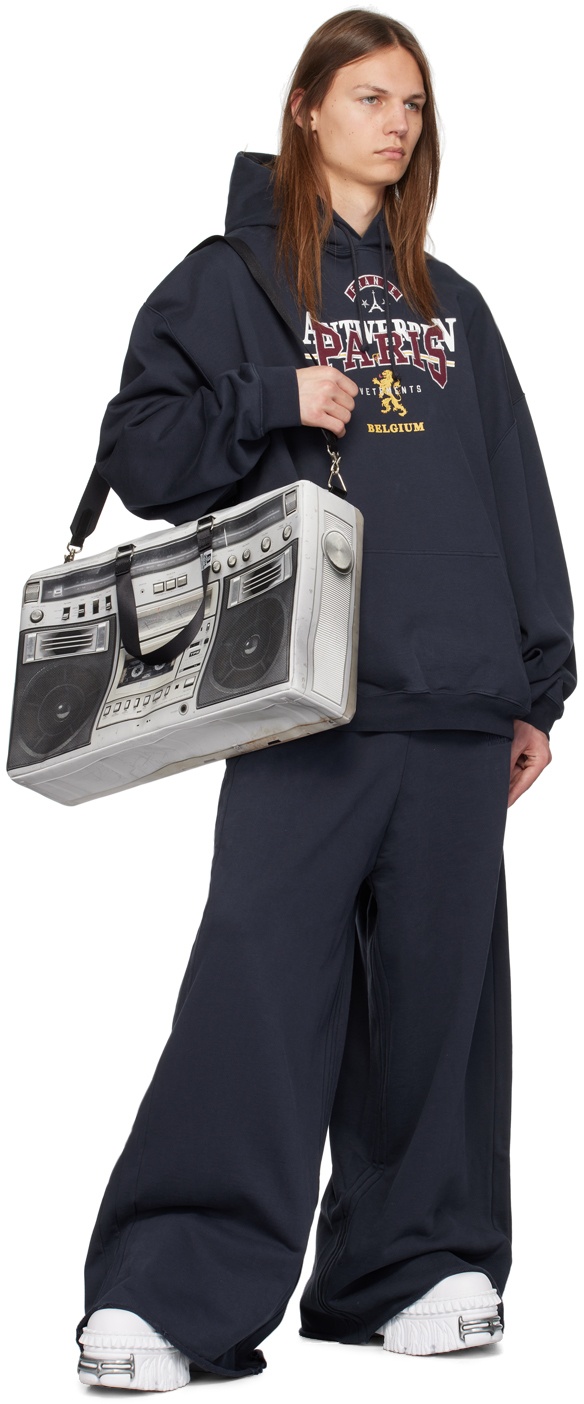 Navy Embroidered-Logo Sweatpants - 4
