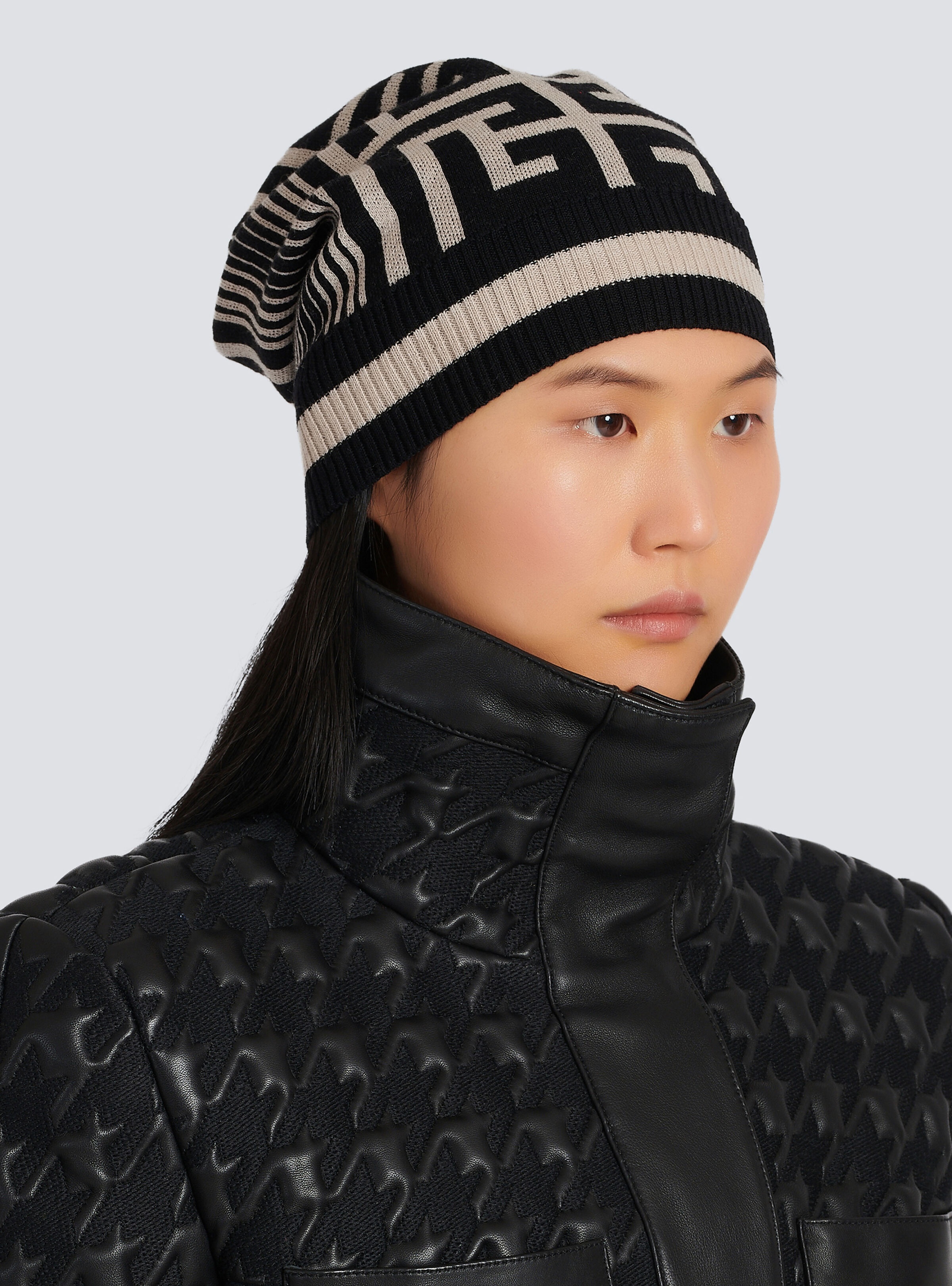 Wool beanie with Balmain monogram - 2