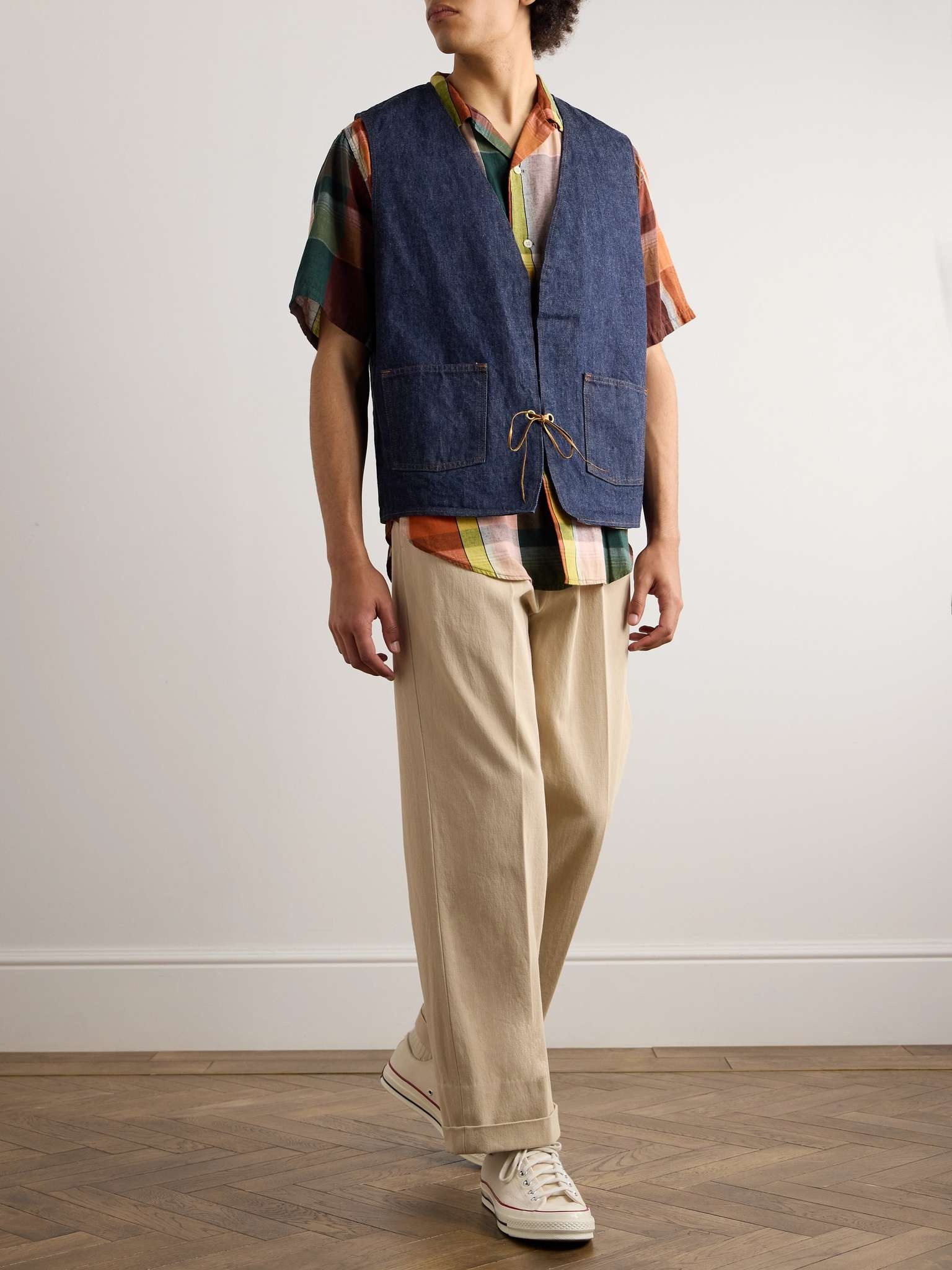 Hippie's Reversible Denim and Checked Cotton and Linen-Blend Gilet - 2