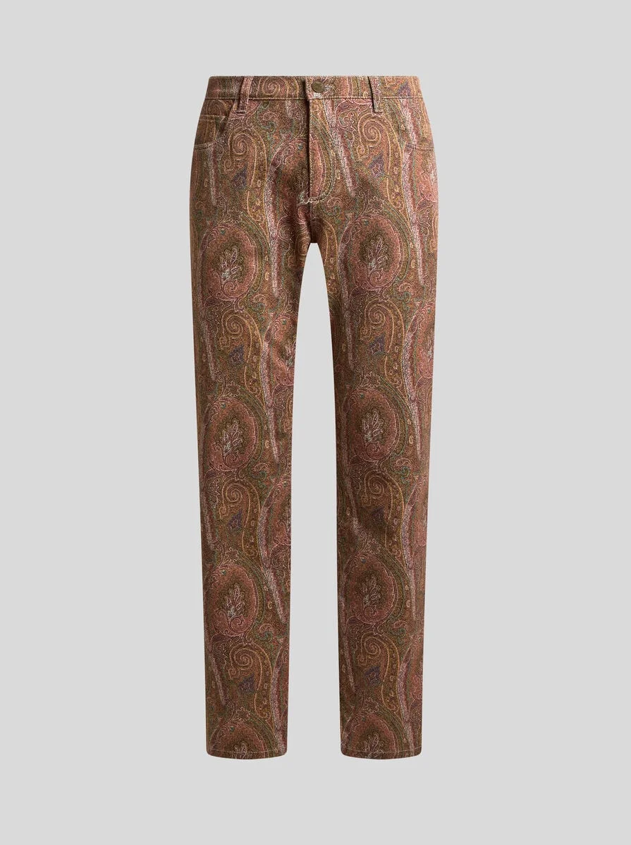 STRAIGHT-LEG COTTON DENIM JEANS WITH ARNICA MOTIF - 1