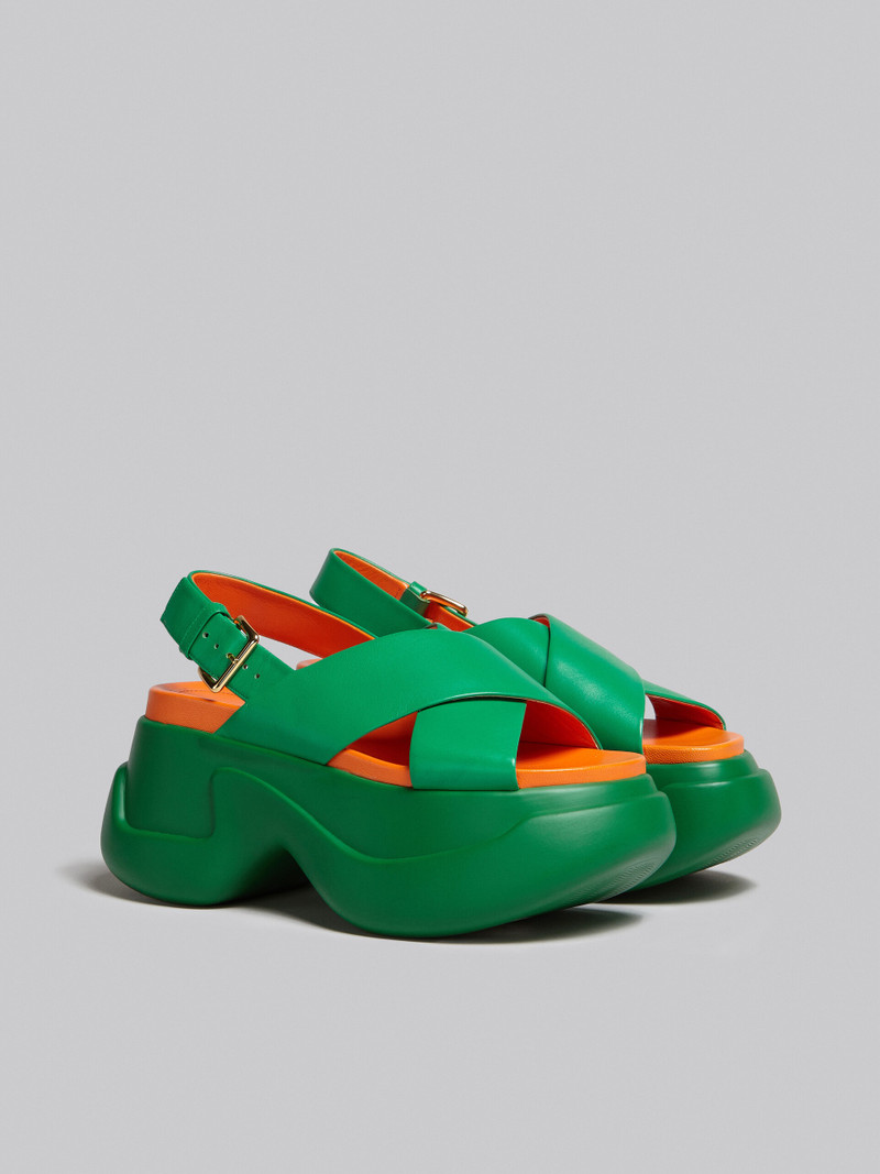 GREEN LEATHER CRISS-CROSS SANDAL 2