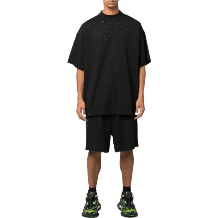 Balenciaga Perforated Elastic Waistband Shorts 'Black' 674591TMVD41000 - 2