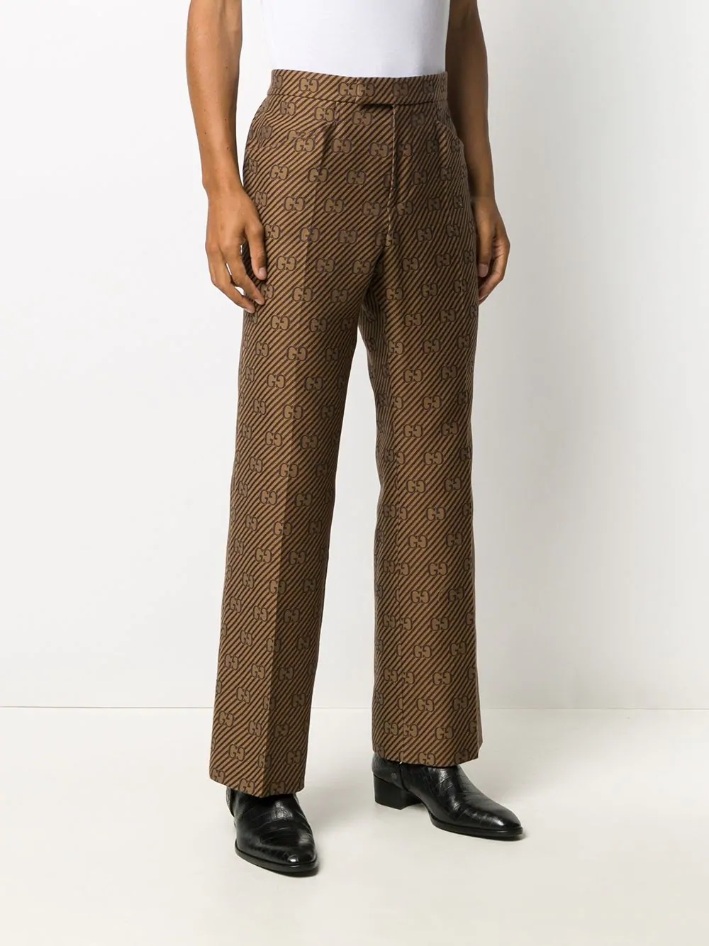 logo-print striped trousers - 3