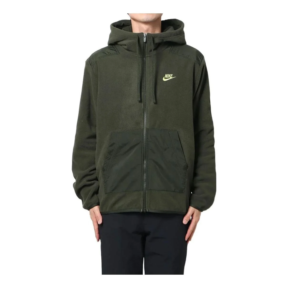 Nike Sportswear Logo Embroidered Hooded Solid Color Jacket 'Dark Green' DD4883-355 - 1