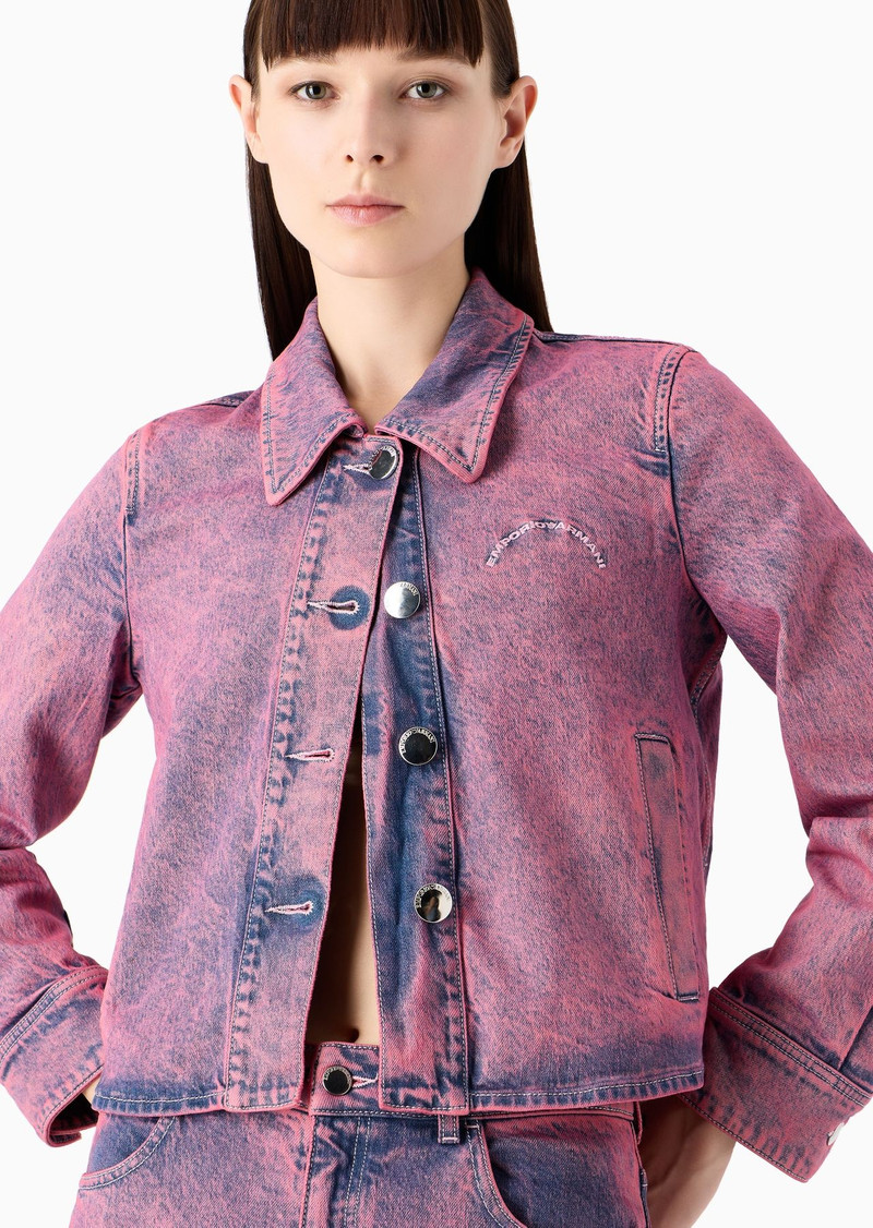 Emporio Armani Sustainability Values Capsule Collection over-dyed organic Lyocell-blend denim jacket 5
