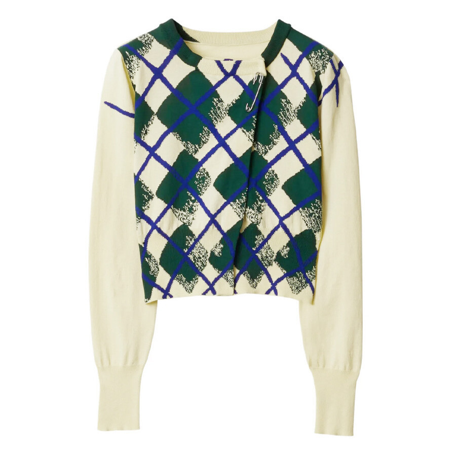 Burberry Argyle-Intarsia Cropped Cotton Jumper - 1