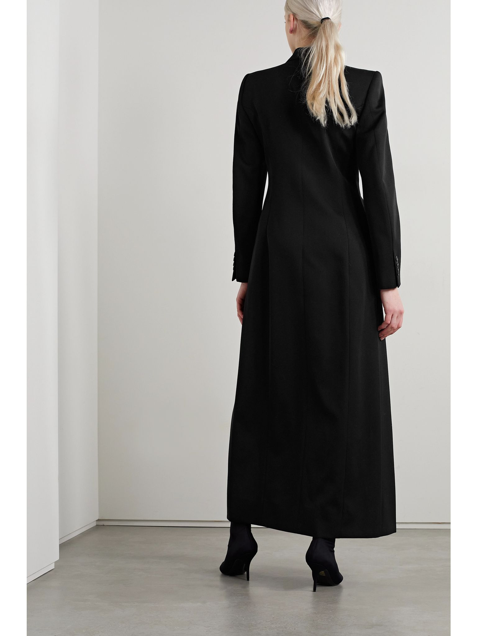 Hourglass double-breasted wool-twill coat Black - 3