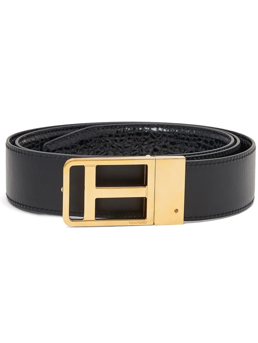 logo-buckle leather belt - 1