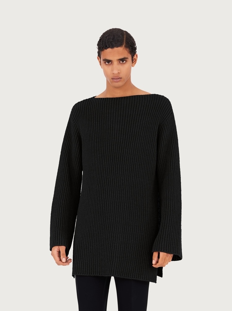 OVERSIZE BOAT NECK SWEATER - 2