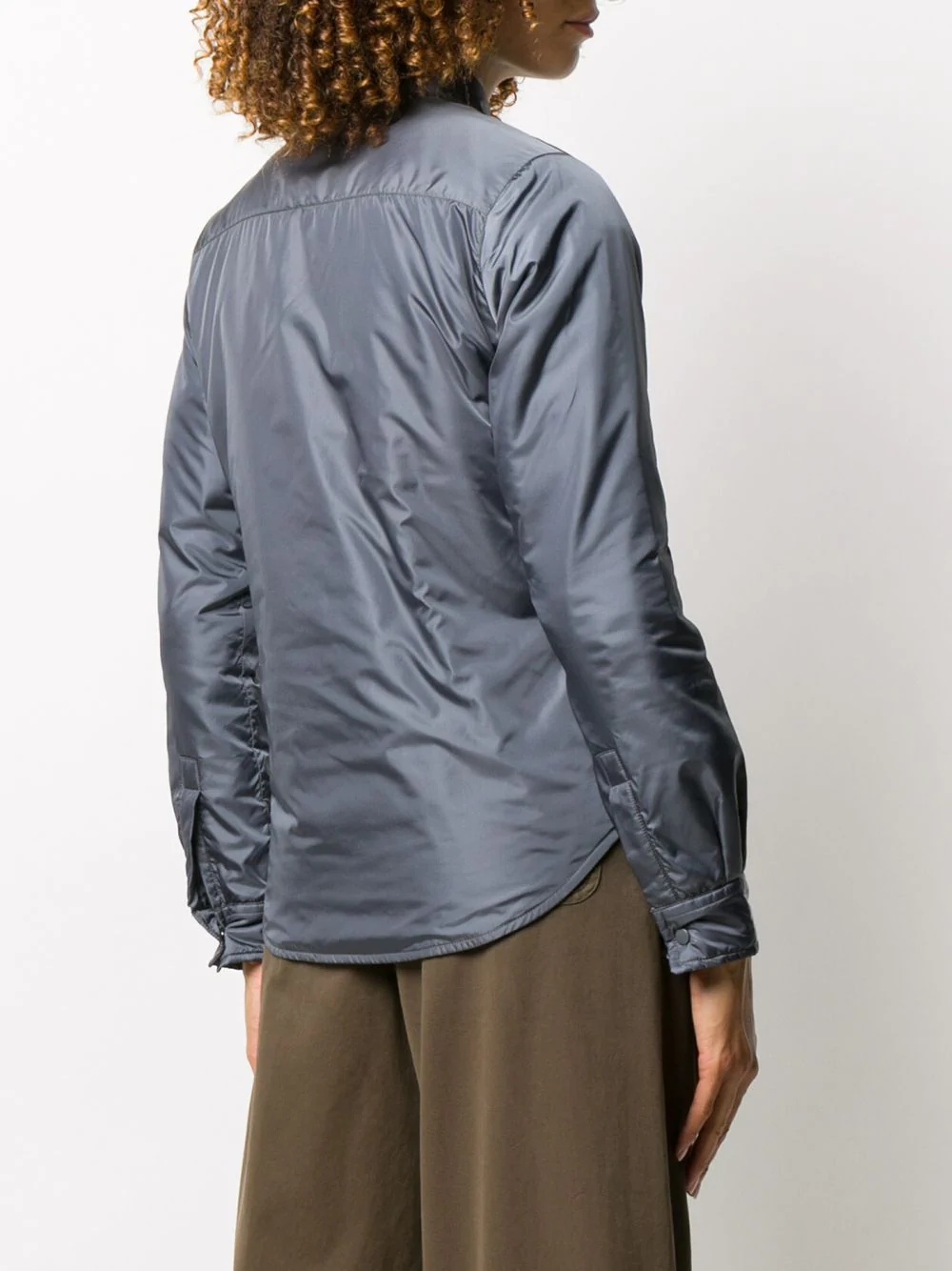 padded curved hem shirt jacket - 4