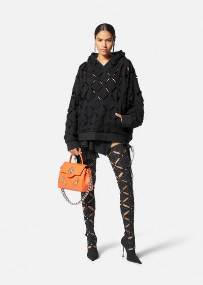 VERSACE Distressed Slashed Oversized Hoodie outlook