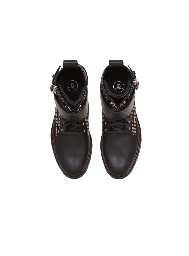Bicolor smooth and monogram jacquard Phil Ranger ankle boots 3