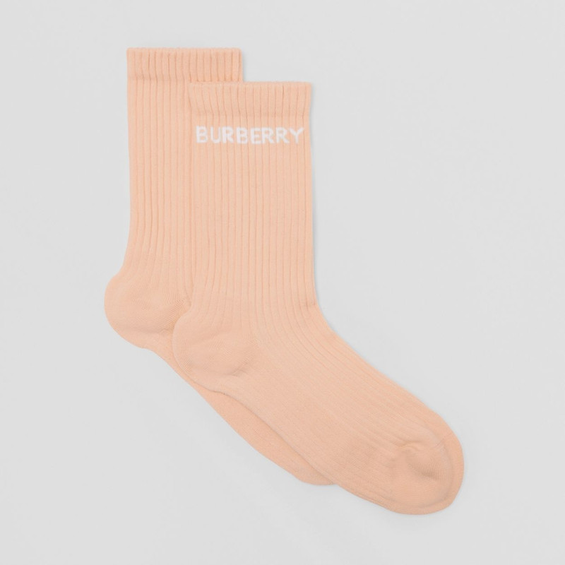 Logo Intarsia Technical Stretch Cotton Socks 4