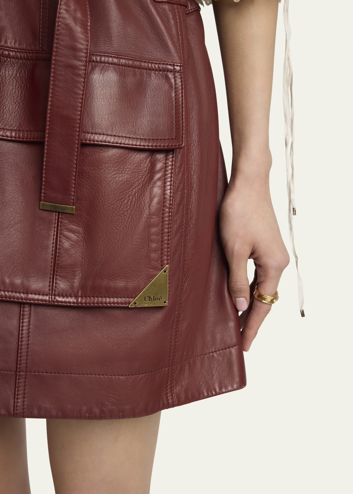 Leather Belted Utilitarian Vest - 5