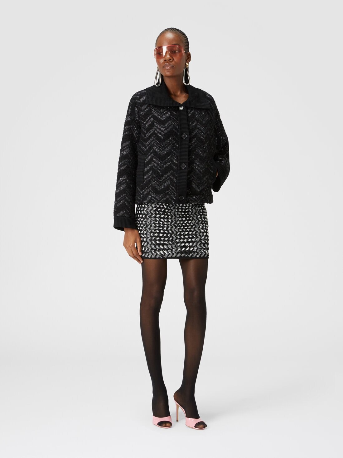 Miniskirt with lamé embossed zigzag - 2