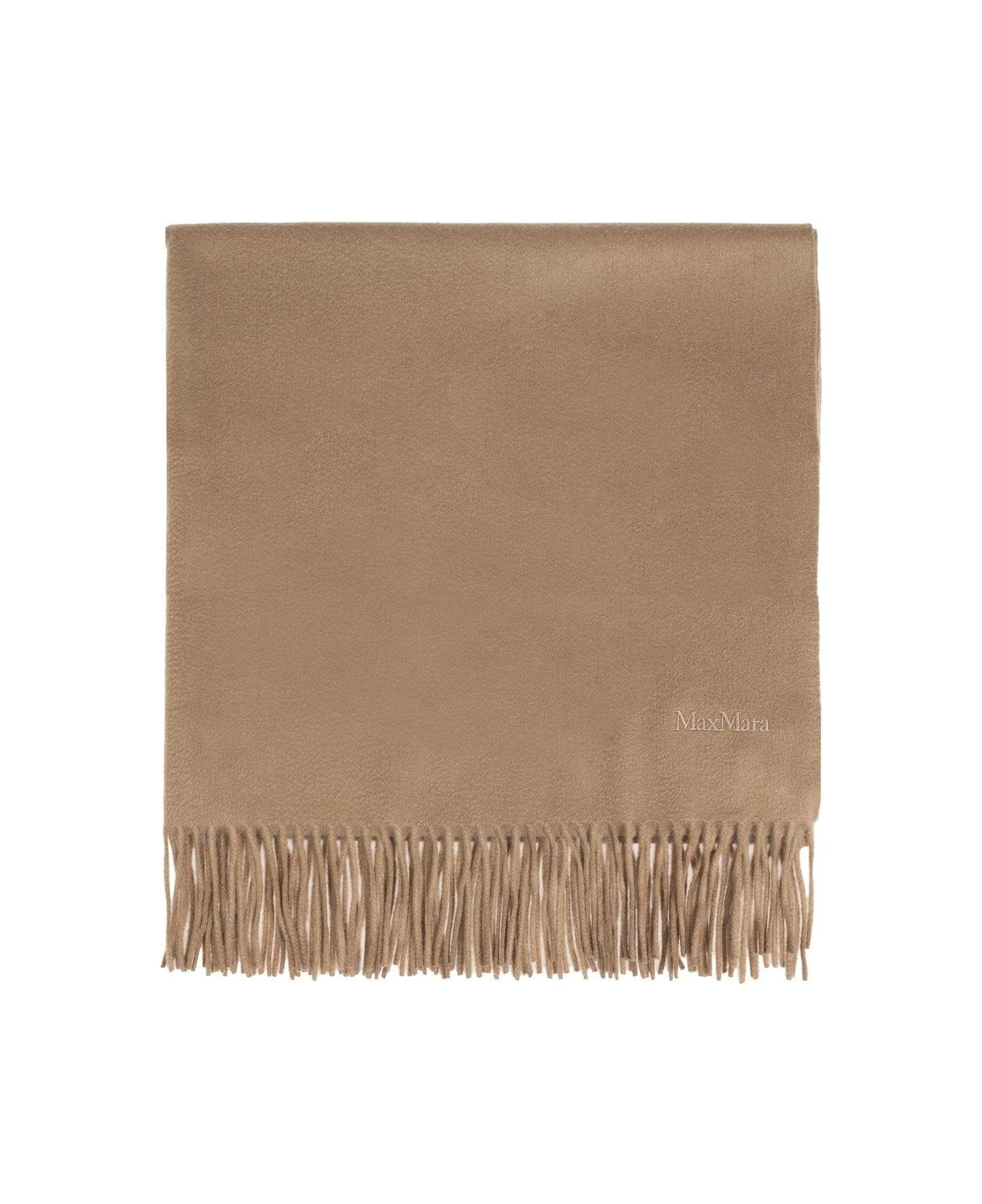 Logo Embroidered Fringed Edge Scarf - 1