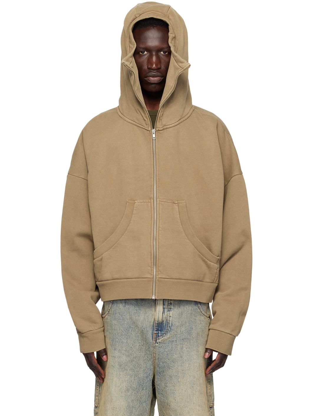 Beige Full Zip Hoodie - 1