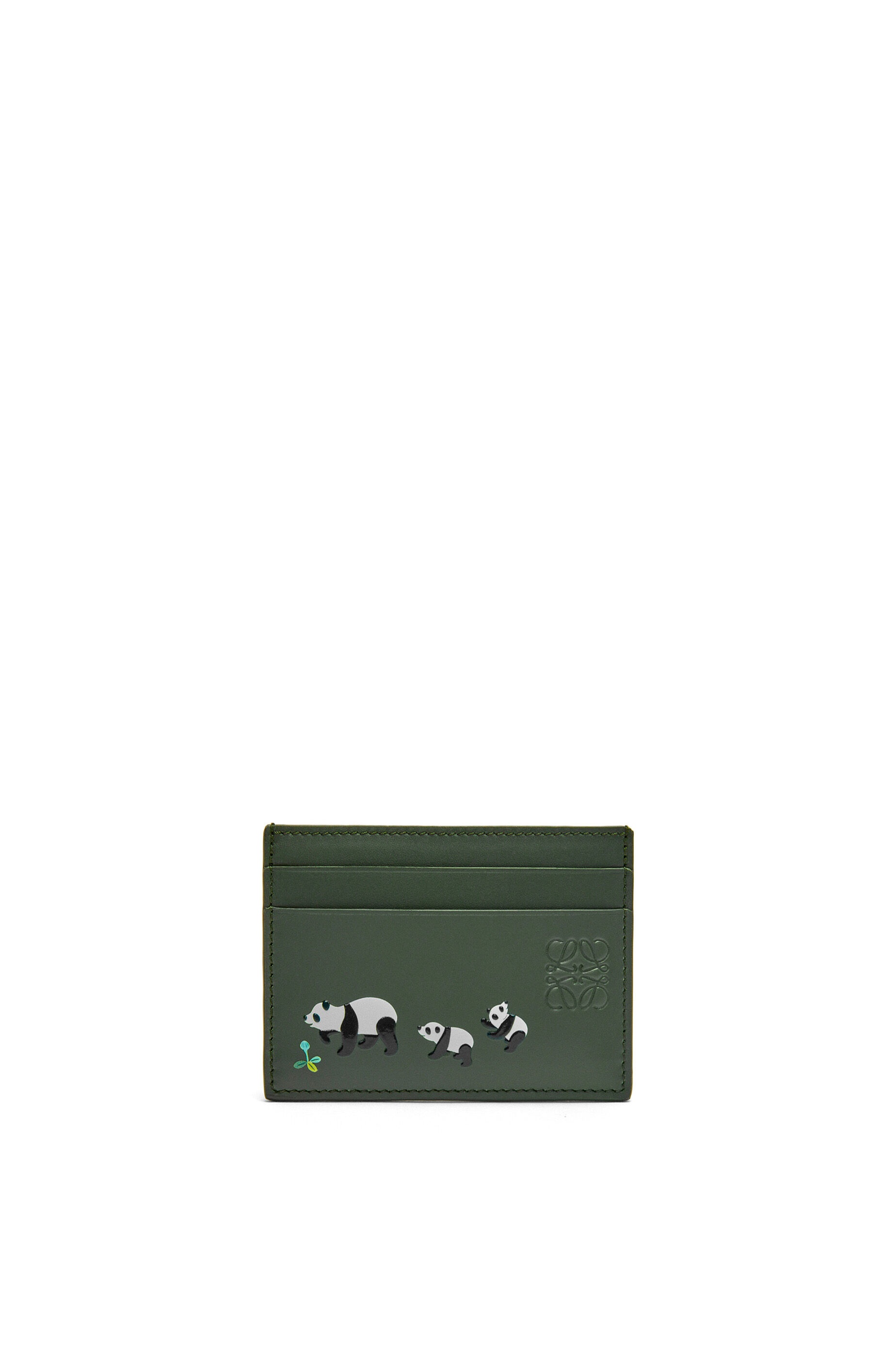 Panda plain cardholder in satin calfskin - 1