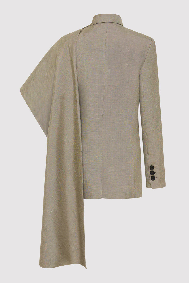 ST. AGNI Melange Scarf Blazer - Rye outlook