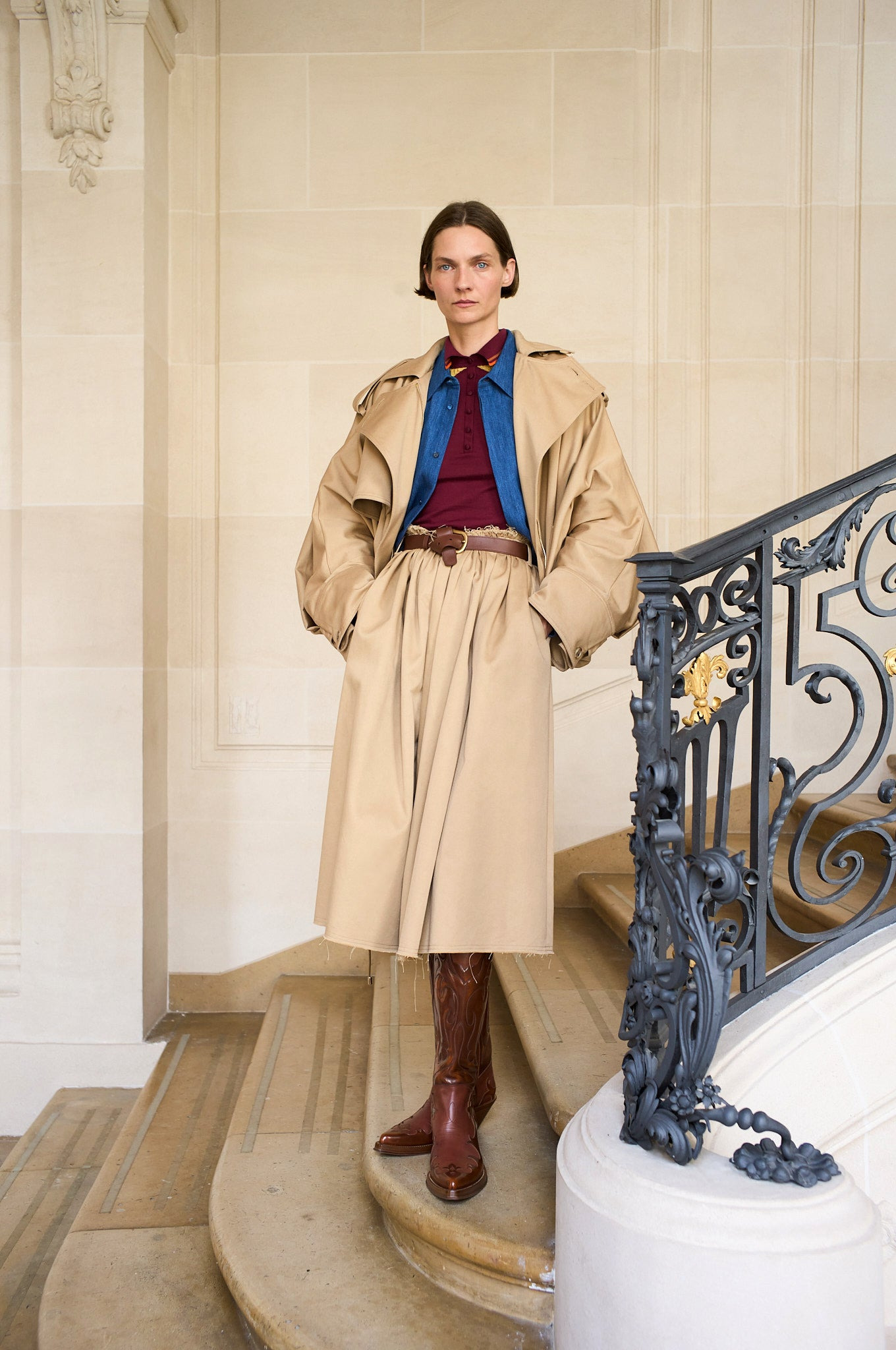 Hunt Oversized Trench Jacket in Camel Sea Island Cotton Twill - 4
