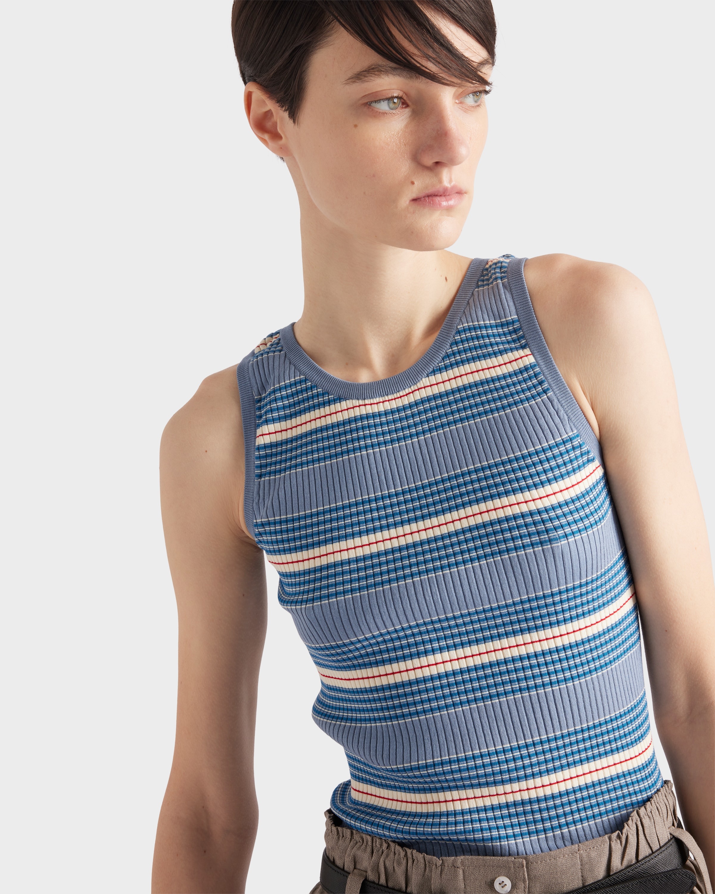 Striped stretch cotton knit top - 4