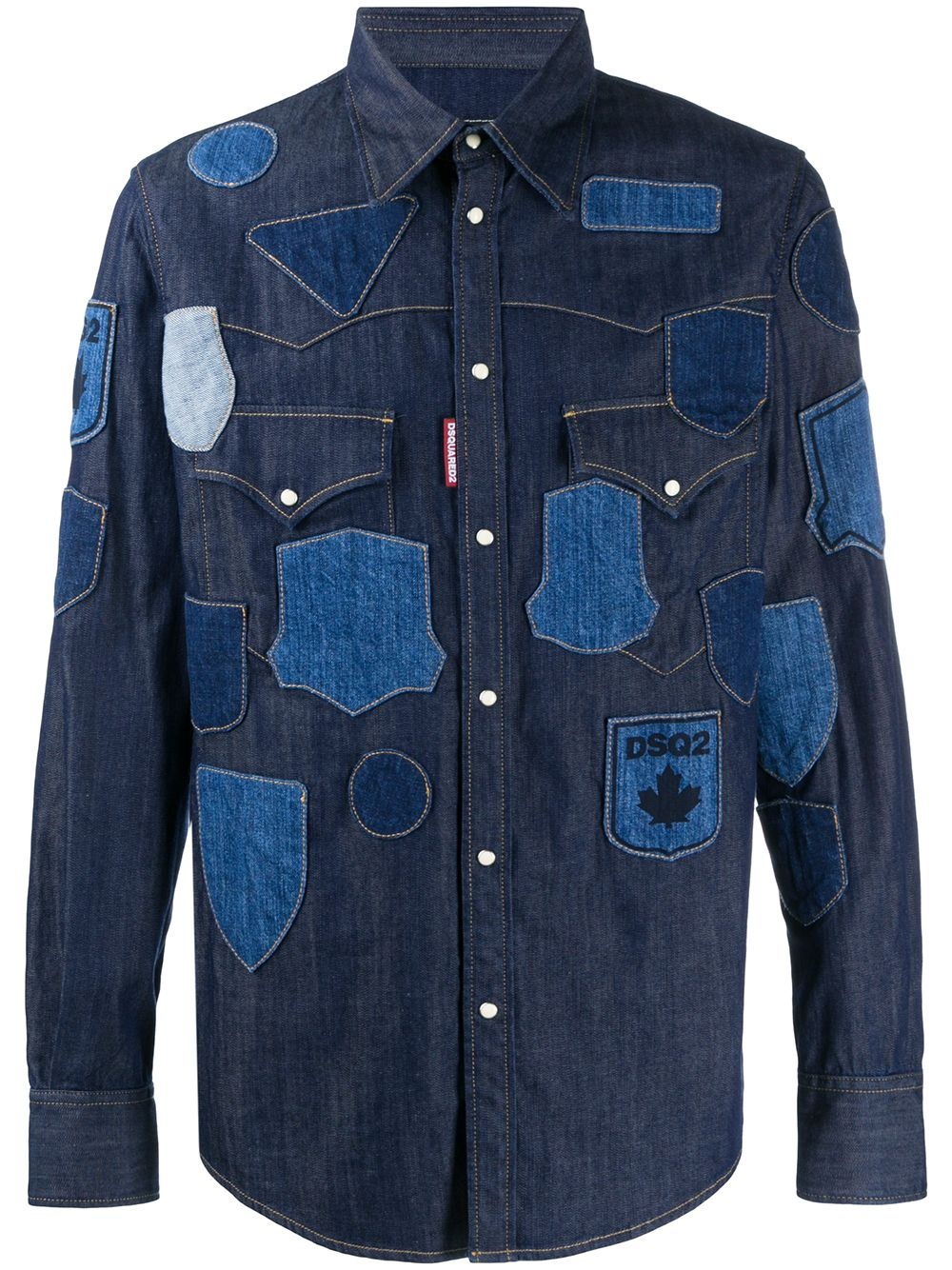 patch-work denim shirt - 1