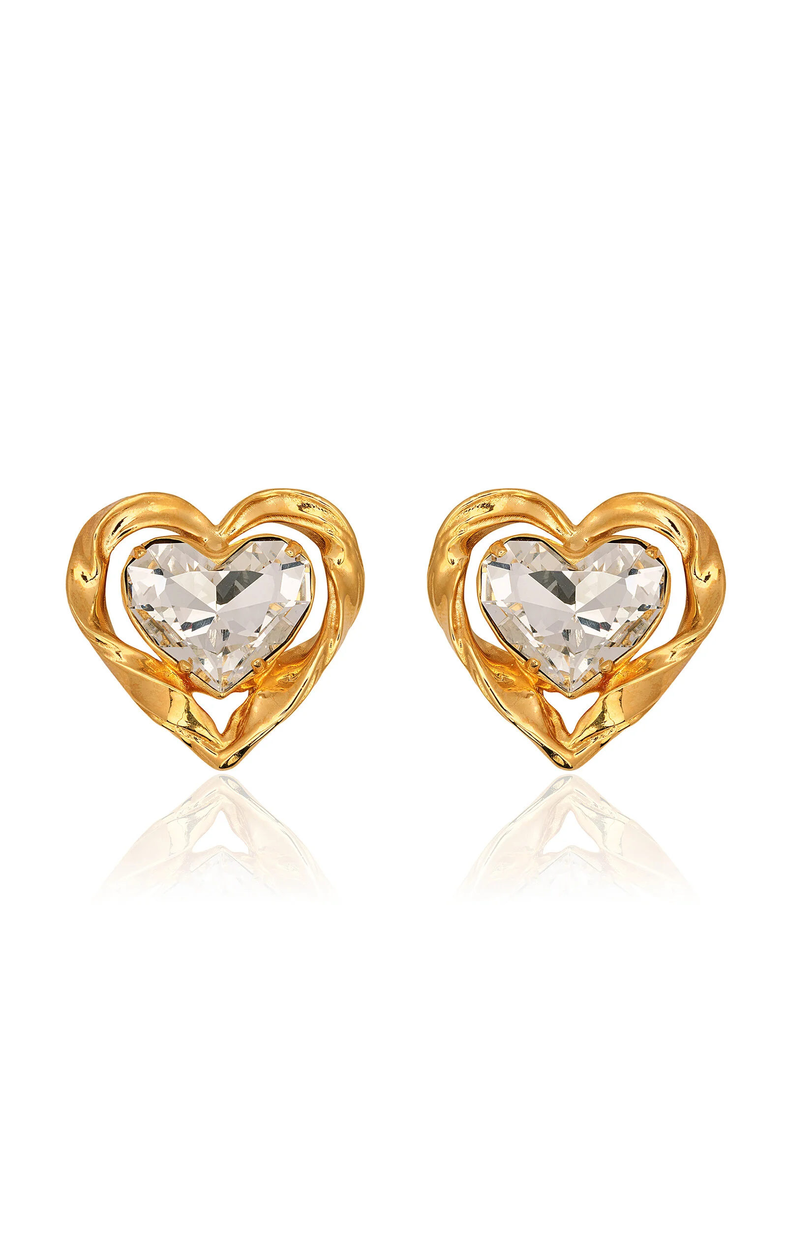 Large Heart Stone Earrings clear - 1