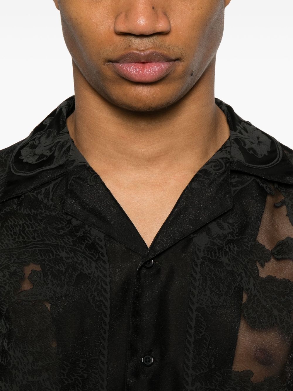 ornament semi-sheer shirt - 5